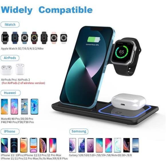 Wireless Charger 3 in 1 Wireless Charger Station for Apple iPhone - Picture 2 of 6